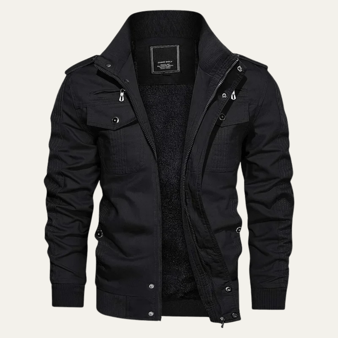Men's Bomber Jacket with Fleece Lining and Side Pockets