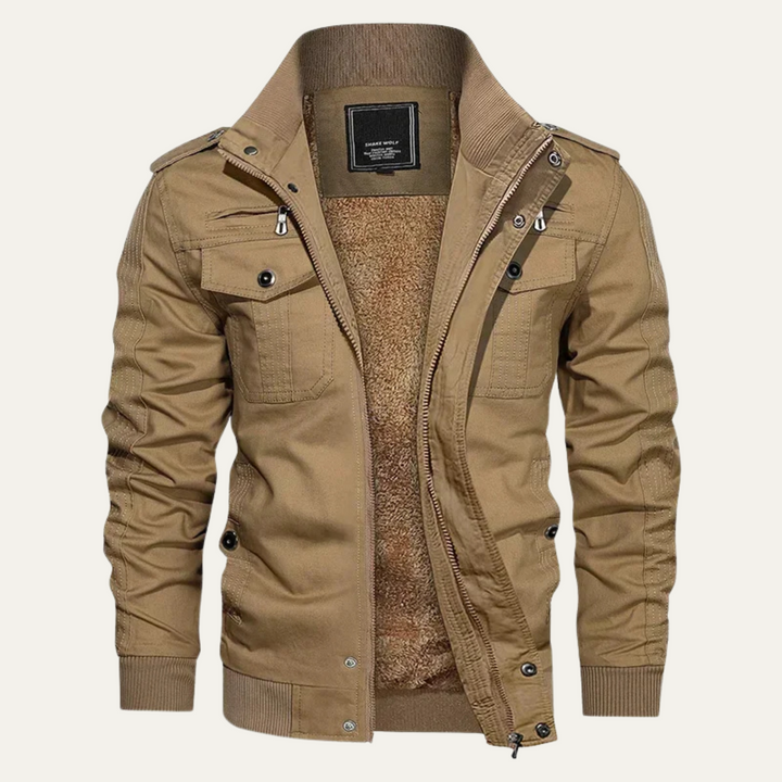 Men's Bomber Jacket with Fleece Lining and Side Pockets
