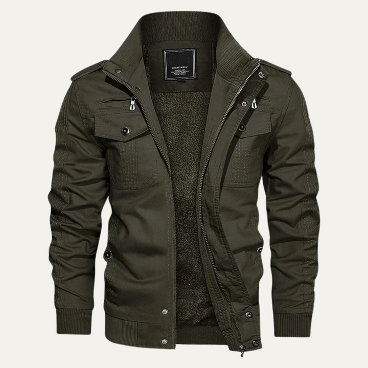 Men's Bomber Jacket with Fleece Lining and Side Pockets