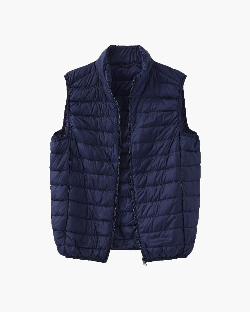 Men's Padded Puffer Gilet with Stand Collar - Navy