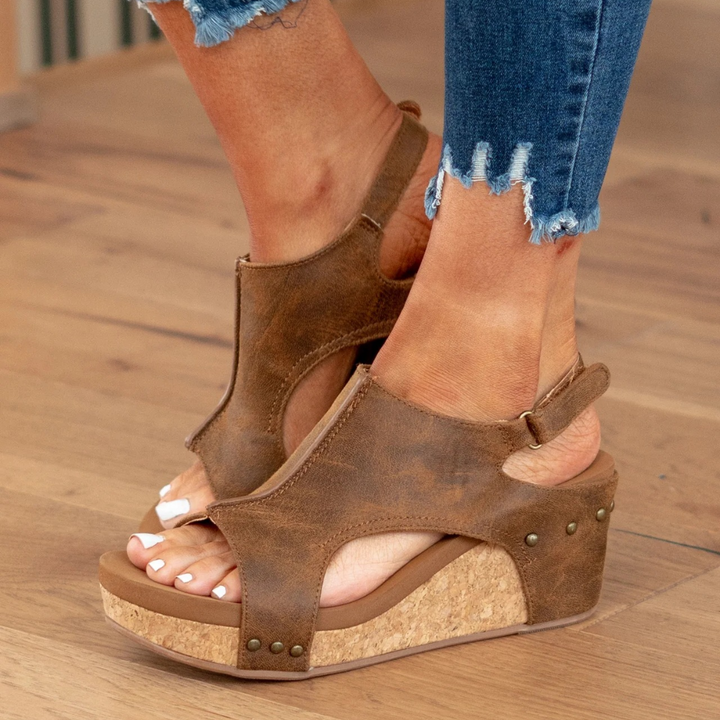 Women's Comfort Wedge Sandals with Slingback Strap