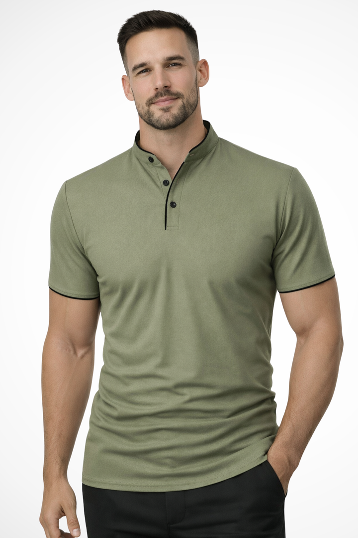 Rafferty | Men Collarless Short Sleeve Polo Shirt