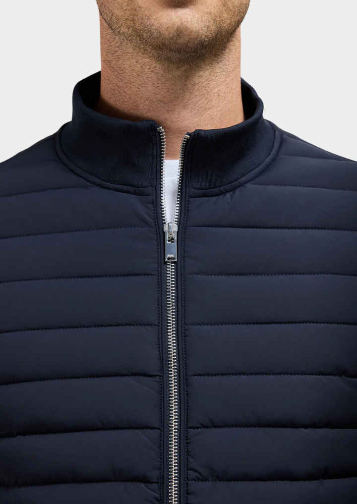 Men's Quilted Zip Jacket with Stand Collar