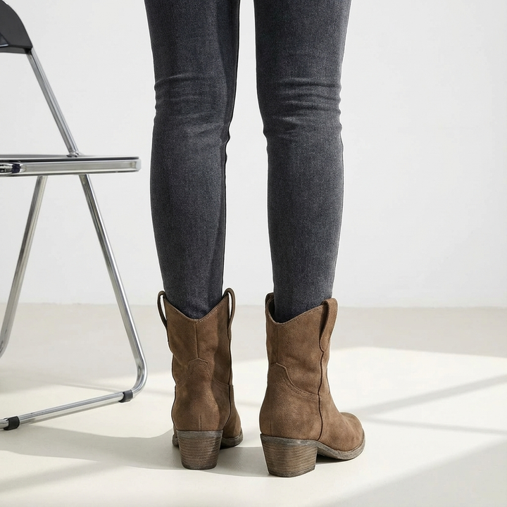 Stylish Women’s Western Ankle Boots with Block Heel