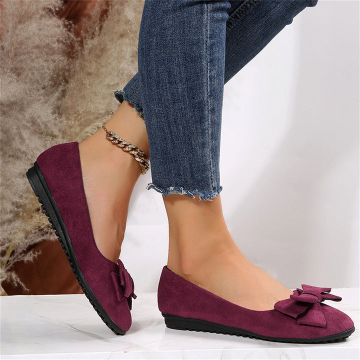 Green suede ballerinas with bow for women