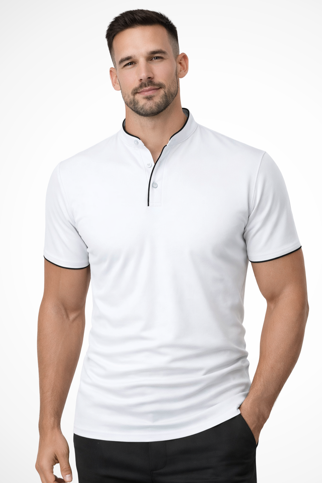 Rafferty | Men Collarless Short Sleeve Polo Shirt