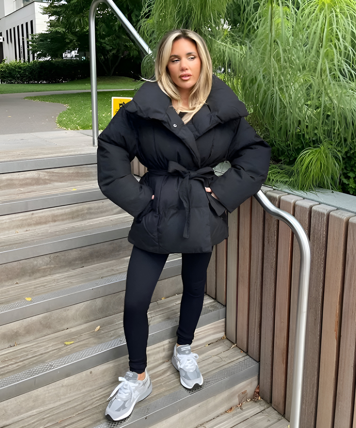 Women's Quilted Coat with a High Neck and a Zip