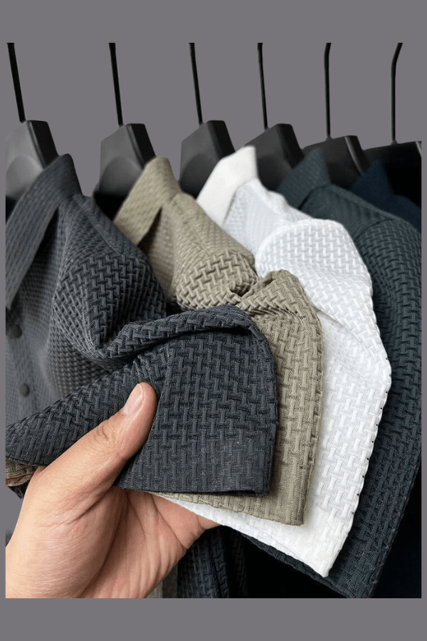 Reige - Men’s Polo Shirt Short Sleeve Textured Breathable Summer Casual Shirt