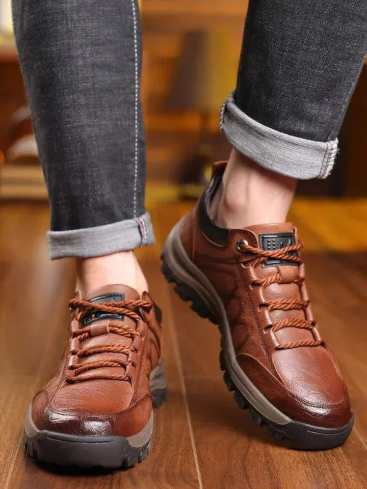 Men's Leather Lace-Up Shoes with Grip Sole