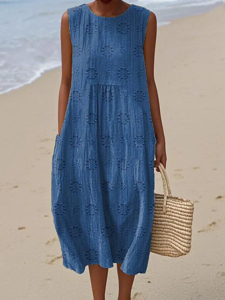 Hannah - Women's Summer Midi Dress with Pockets