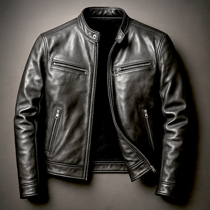 Men's Classic Faux Leather Zip-Up Jacket