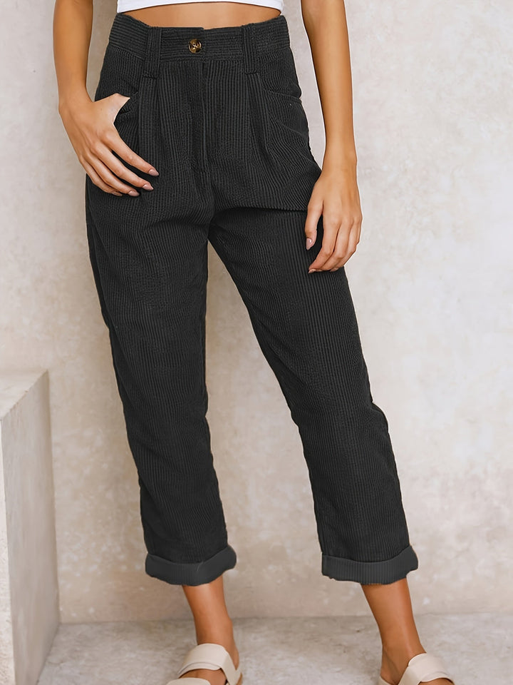 Women's High-Waisted Relaxed Trousers – Black