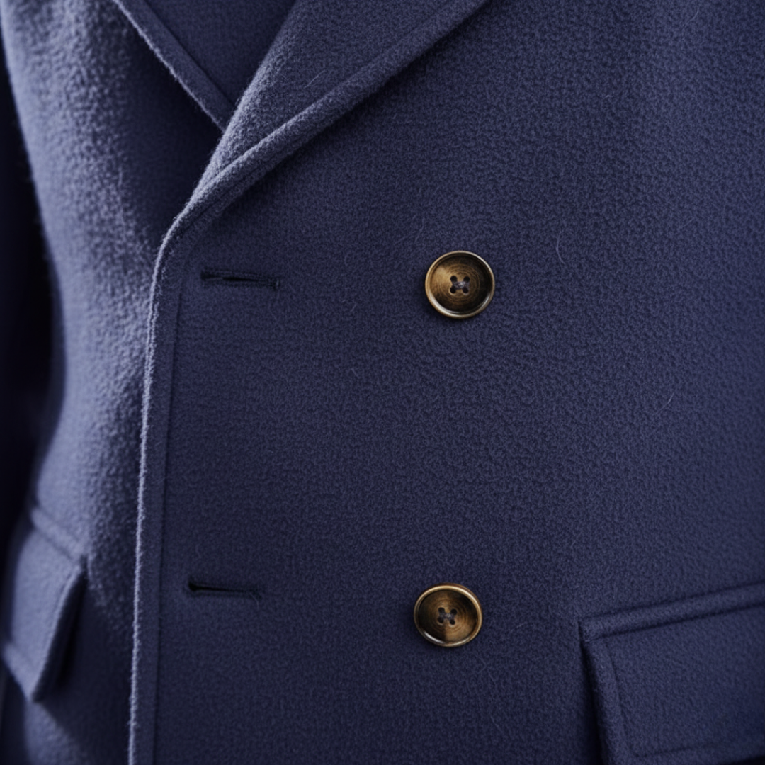 Men's Longline Wool Blend Coat with Notch Lapels