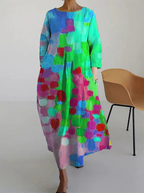 Women's Multicoloured Floral Maxi Dress with Long Sleeves
