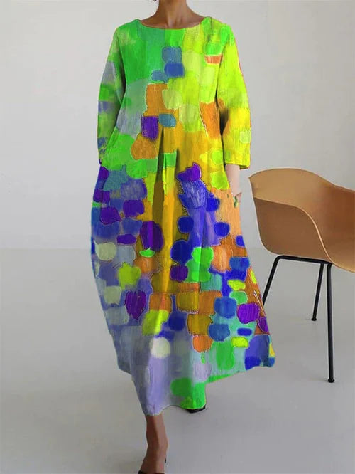 Women's Multicoloured Floral Maxi Dress with Long Sleeves