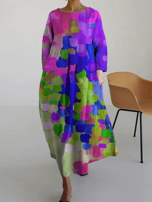Women's Multicoloured Floral Maxi Dress with Long Sleeves