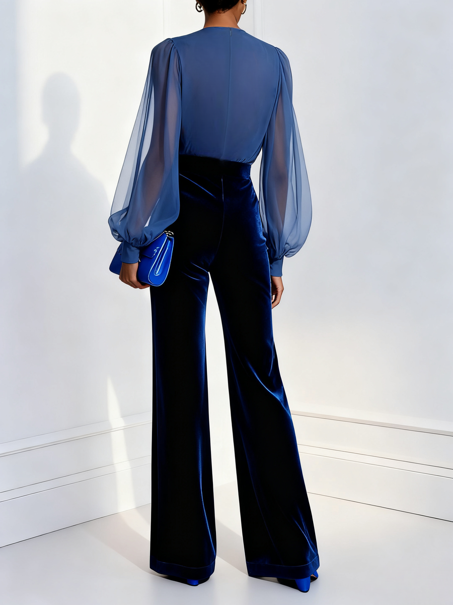Nora | Elegant V-Neck Long Sleeve Jumpsuit