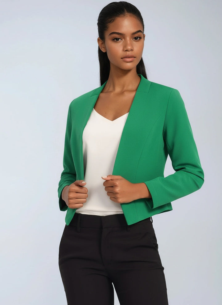 Women's Cropped Structured Blazer for the Office – Green