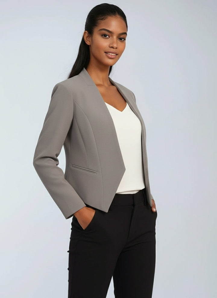 Women's Cropped Structured Blazer for the Office – Grey