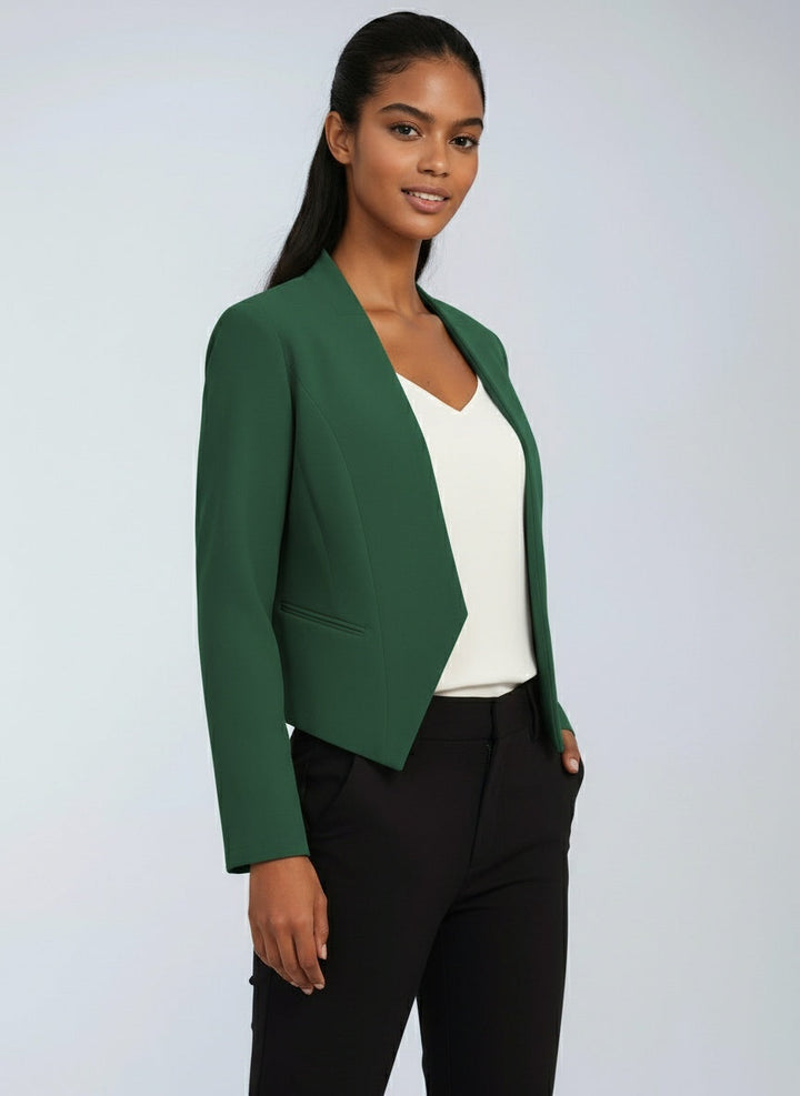 Women's Cropped Structured Blazer for the Office – Vert Armée