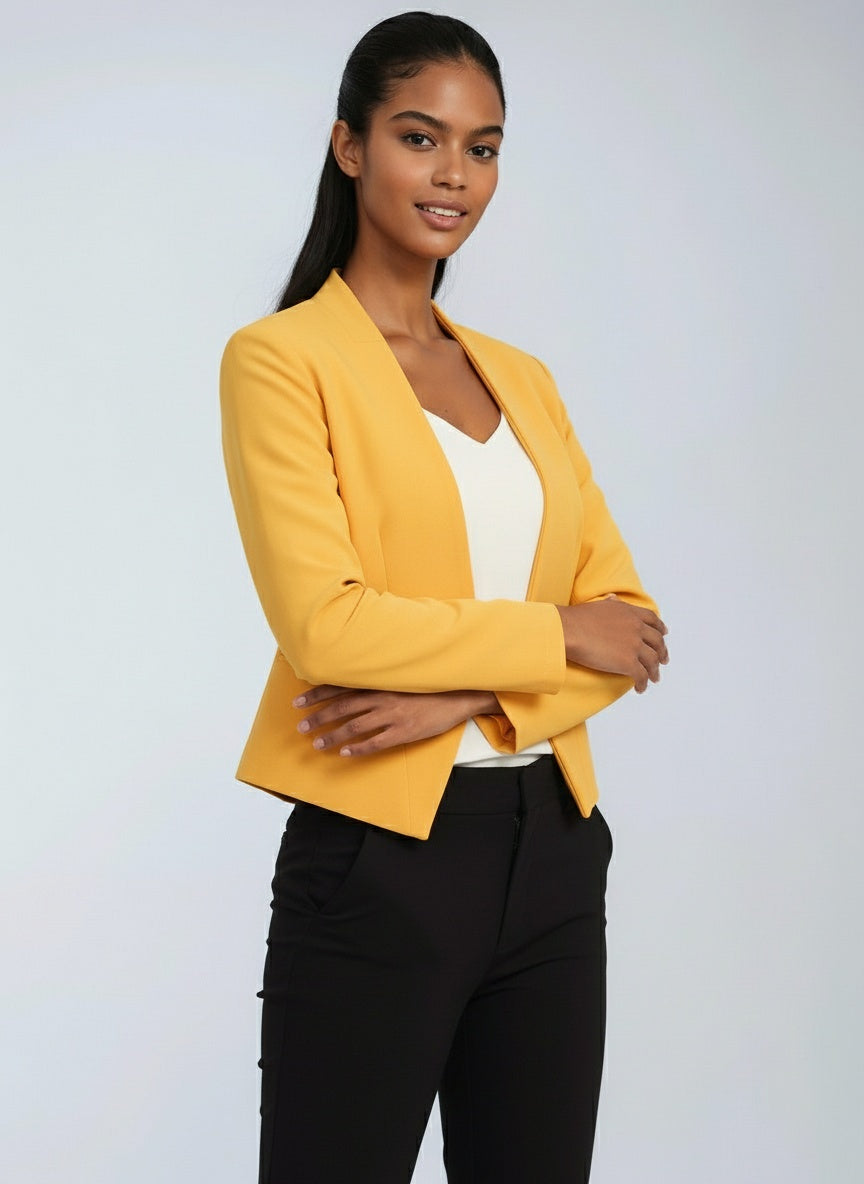 Women's Cropped Structured Blazer for the Office – Yellow
