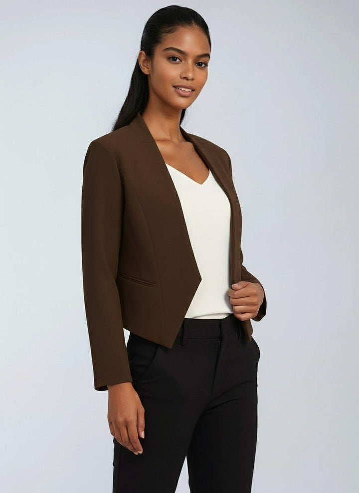 Women's Cropped Structured Blazer for the Office – Cafe