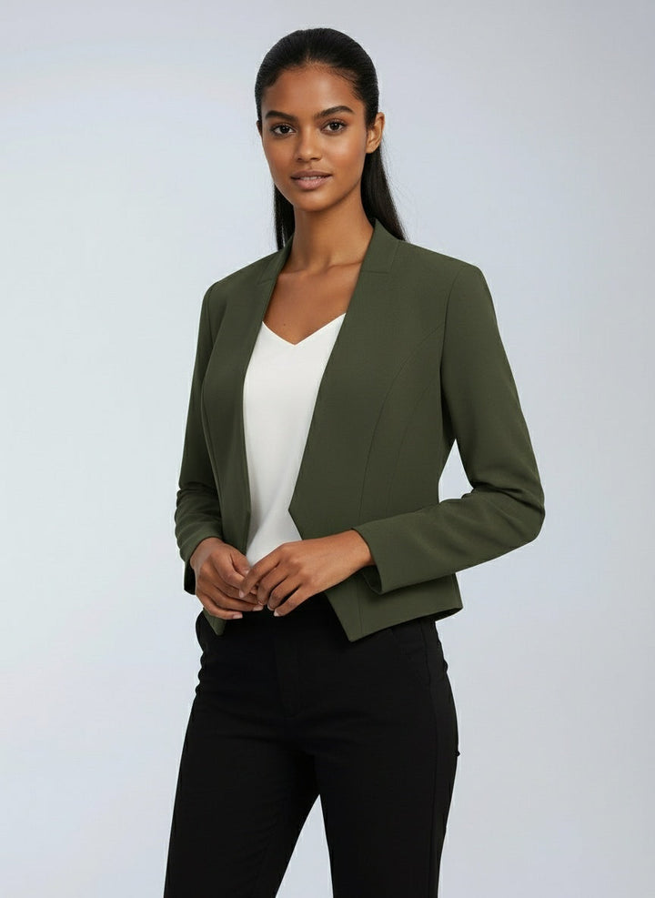 Women's Cropped Structured Blazer for the Office – Vert Militaire