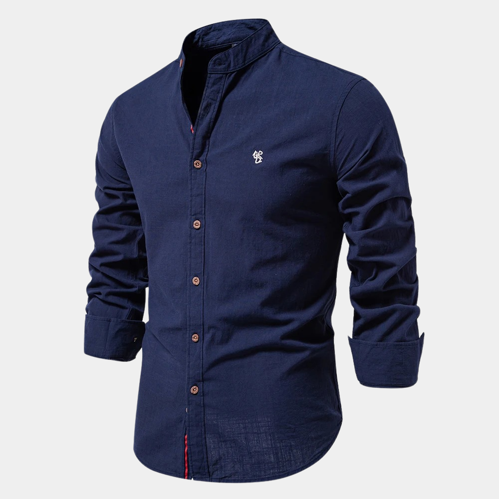 Chemise Décontractée à Col Mandarin pour Homme
