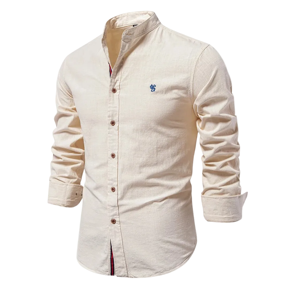 Chemise Décontractée à Col Mandarin pour Homme