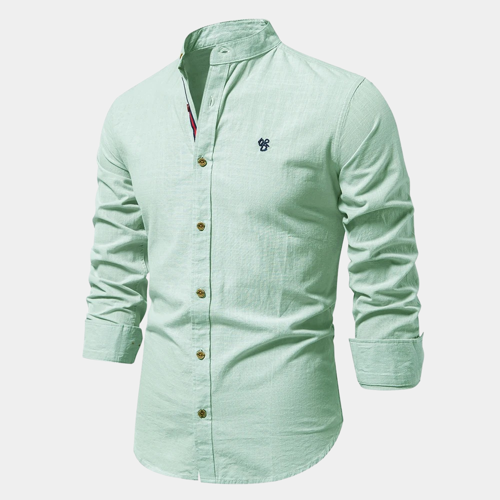 Chemise Décontractée à Col Mandarin pour Homme