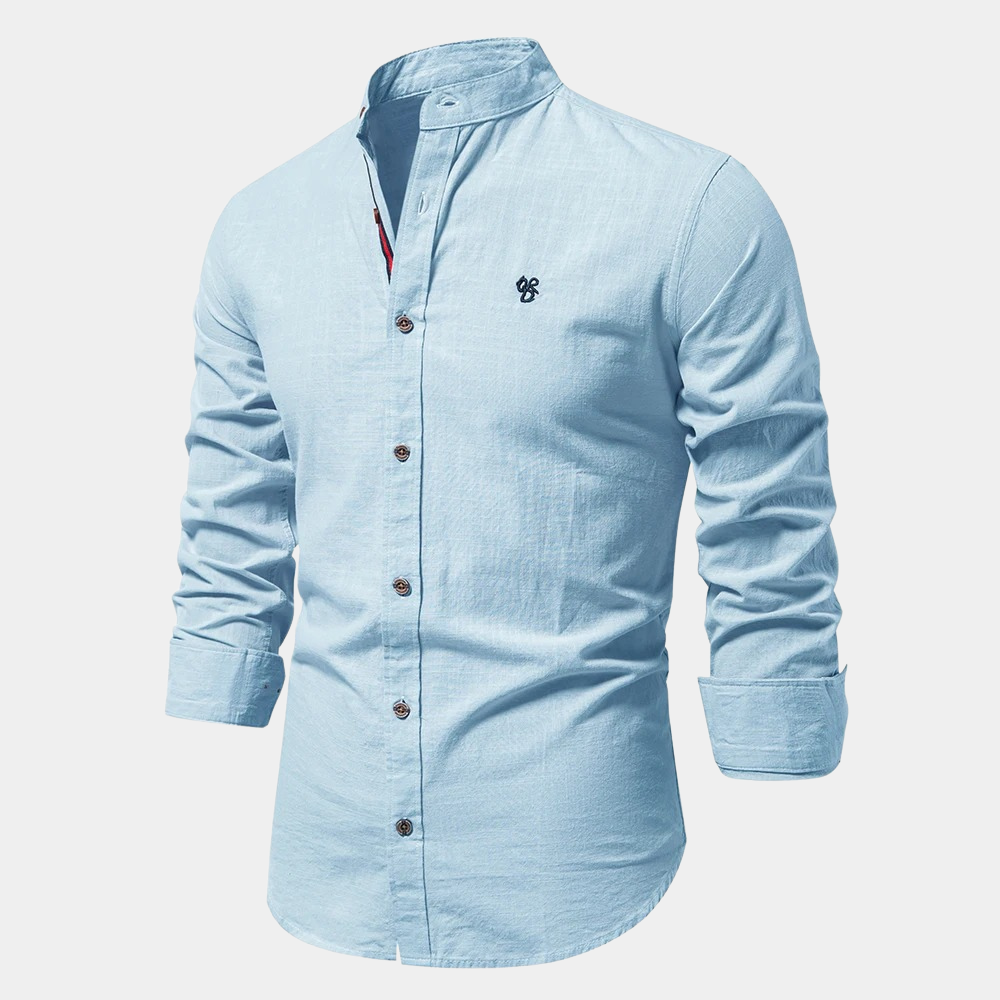 Chemise Décontractée à Col Mandarin pour Homme