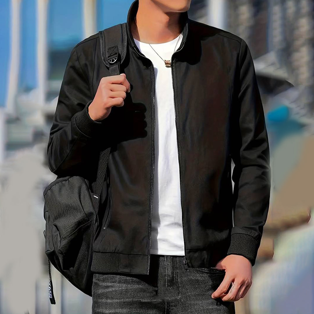Men's Bomber Jacket with Zip Front and Side Pockets