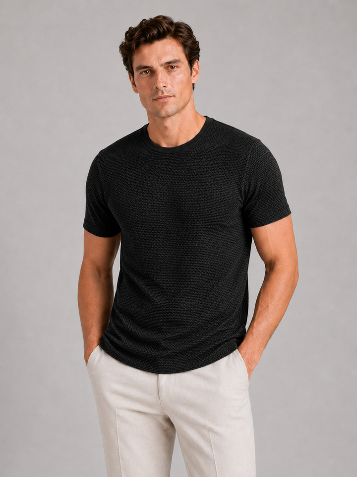 Men’s Mesh Crew Neck T-Shirt Breathable Lightweight Stretch Summer Top for Casual and Everyday Wear