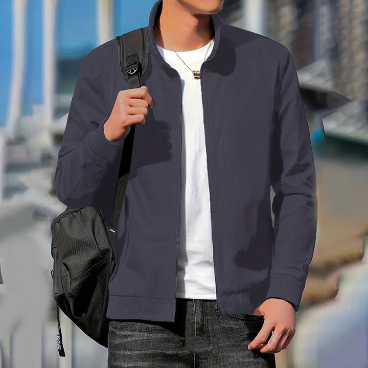 Men's Bomber Jacket with Zip Front and Side Pockets