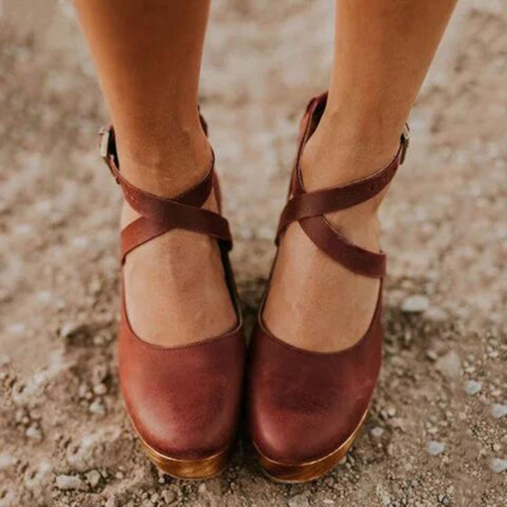 Women's Buckle Cross Strap Sandals with Arch Support