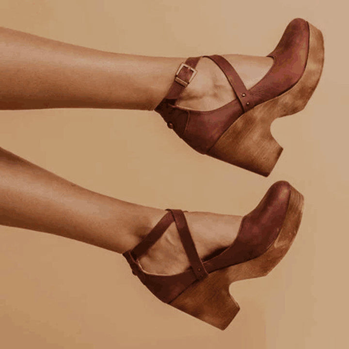 Women's Buckle Cross Strap Sandals with Arch Support