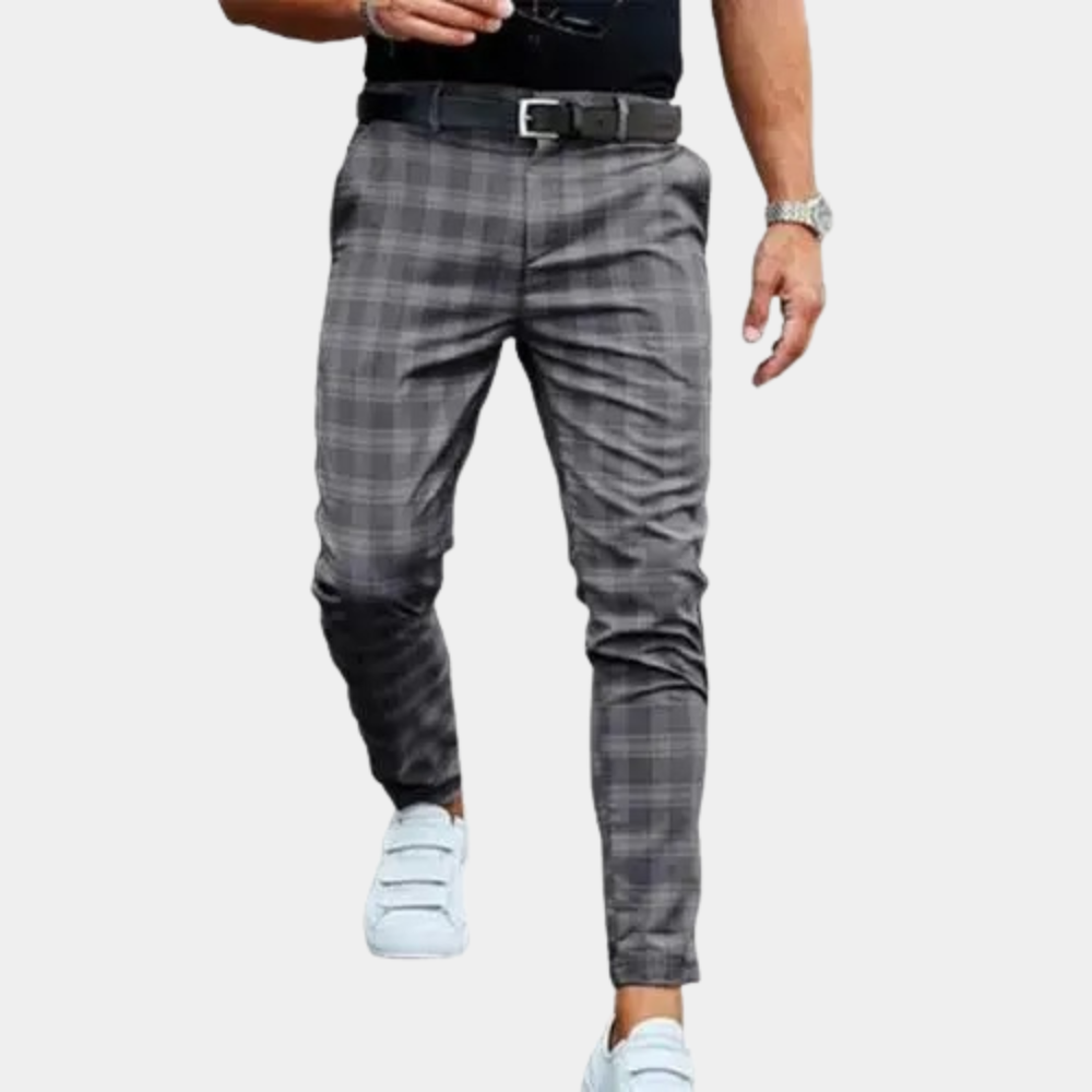 Men's Checked Trousers with Slim Fit