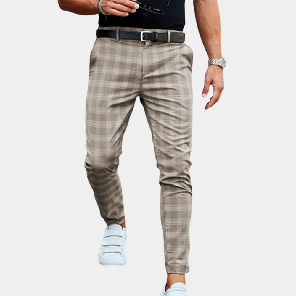 Men's Checked Trousers with Slim Fit