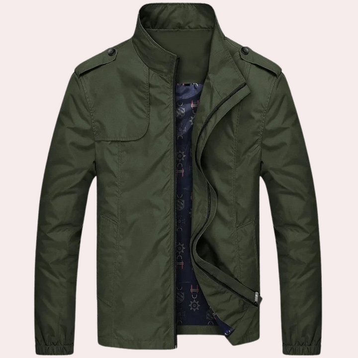 Men's Light Blue Bomber Jacket with Collar