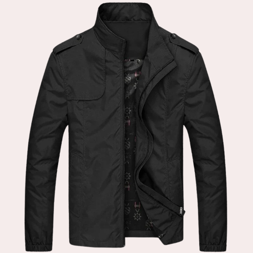 Men's Light Blue Bomber Jacket with Collar