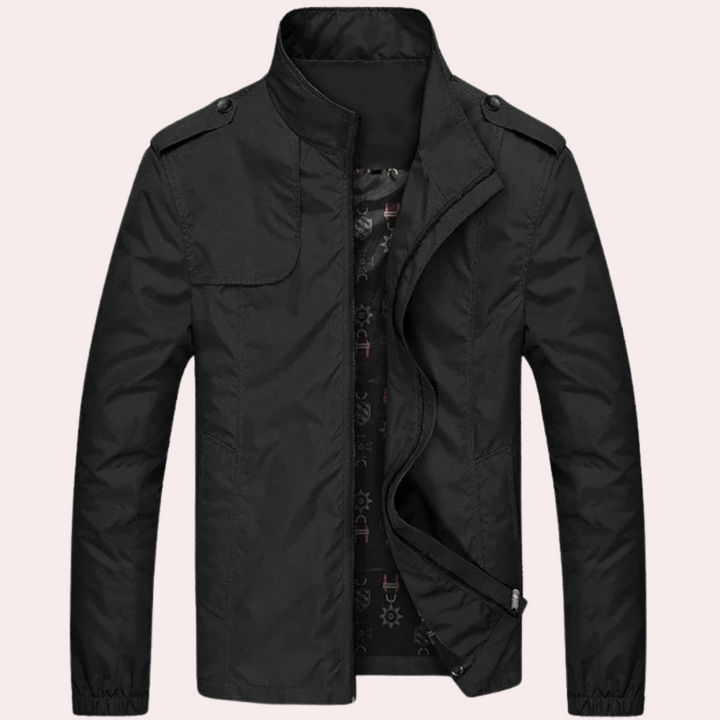 Men's Light Blue Bomber Jacket with Collar