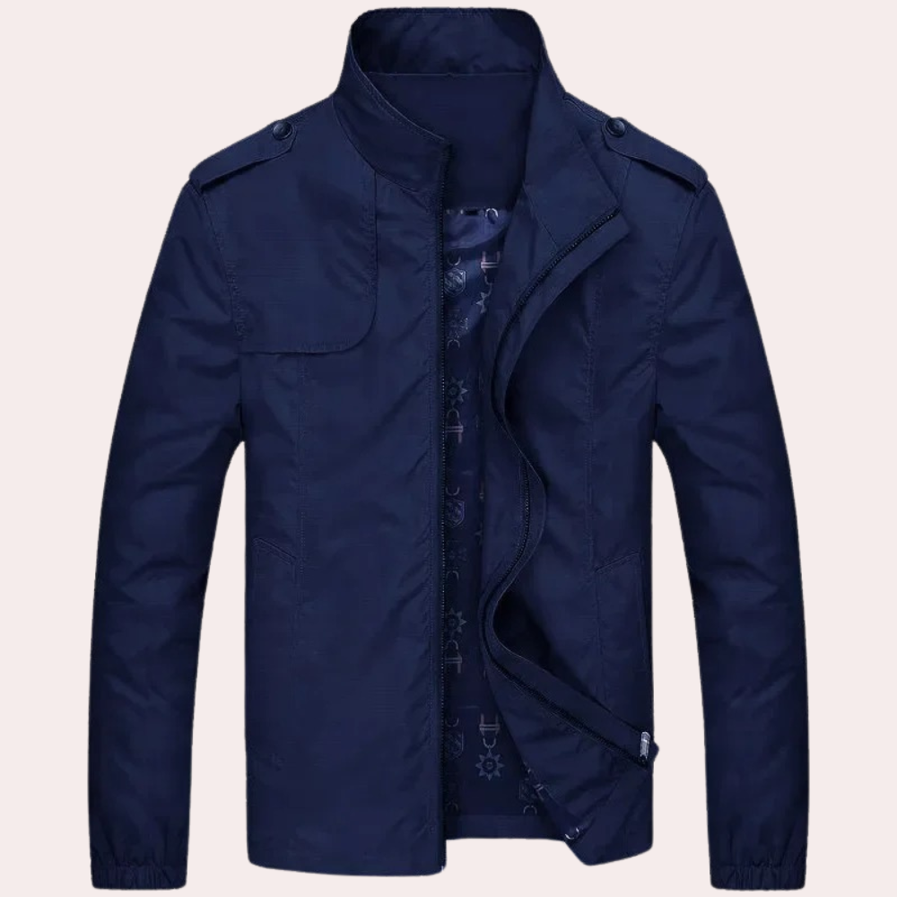 Men's Light Blue Bomber Jacket with Collar