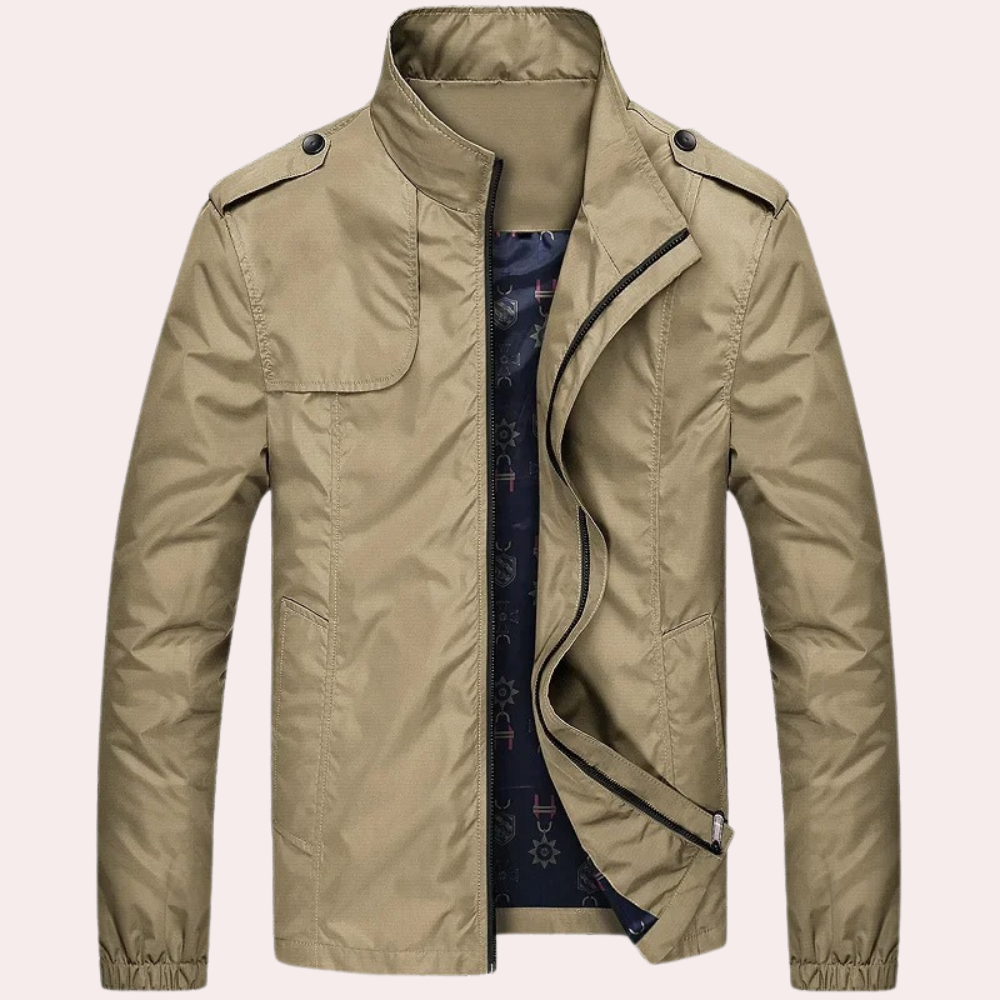 Men's Light Blue Bomber Jacket with Collar