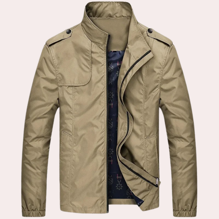 Men's Light Blue Bomber Jacket with Collar