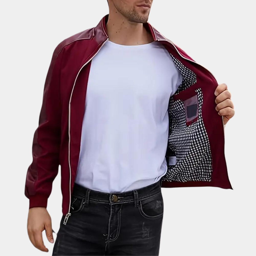 Men's Burgundy Bomber Jacket