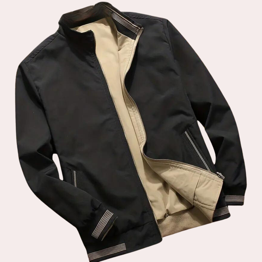 Men's Bomber Jacket in Army Green with Ribbed Cuffs