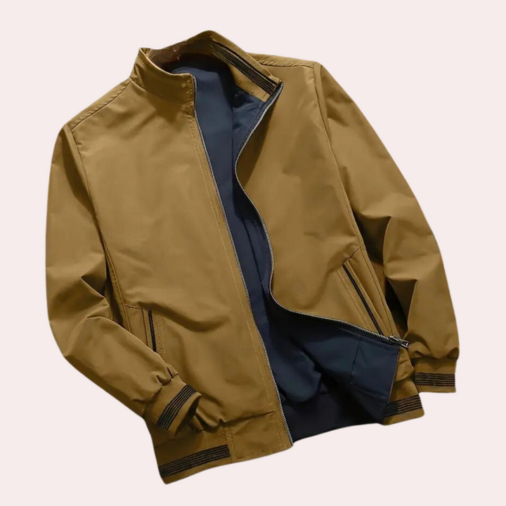 Men's Bomber Jacket in Army Green with Ribbed Cuffs