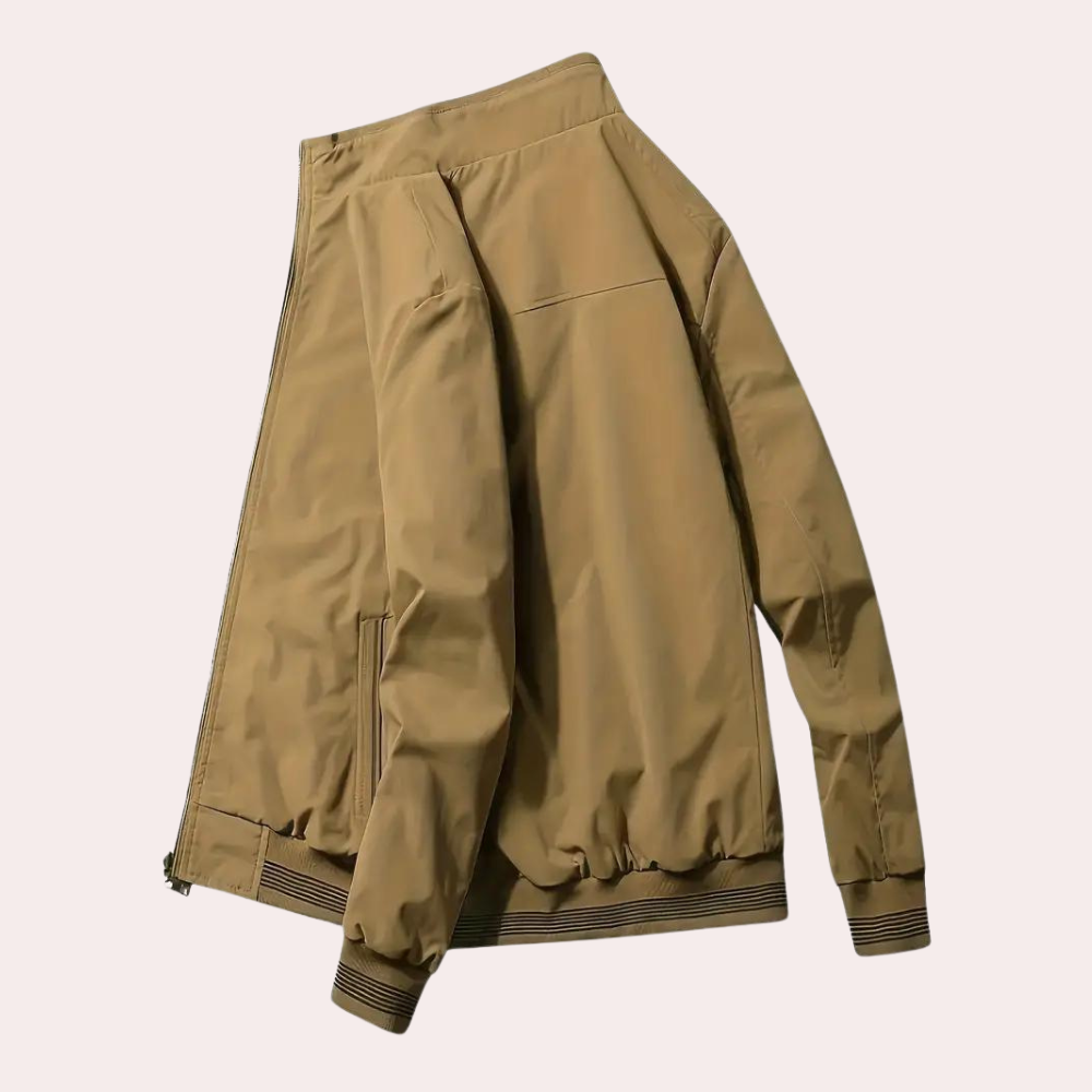 Men's Bomber Jacket in Army Green with Ribbed Cuffs