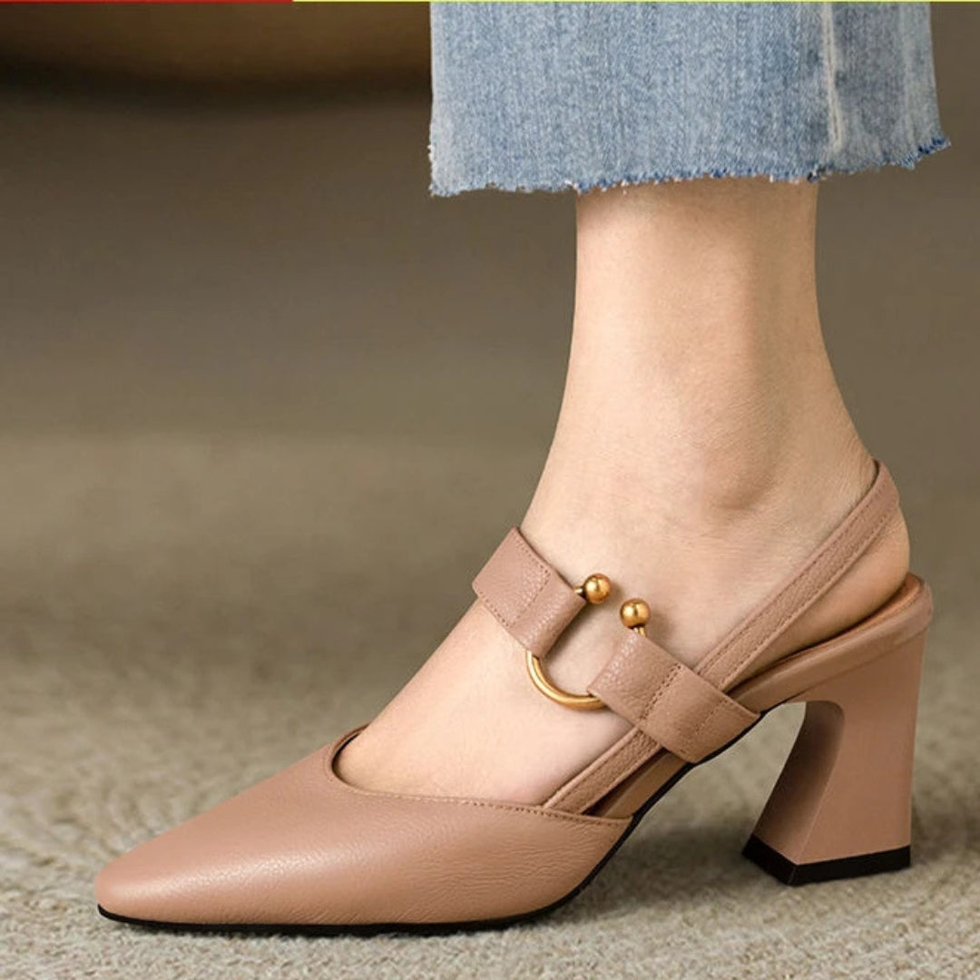 Women's Beige Buckle Sandals with Arch Support for Everyday Wear