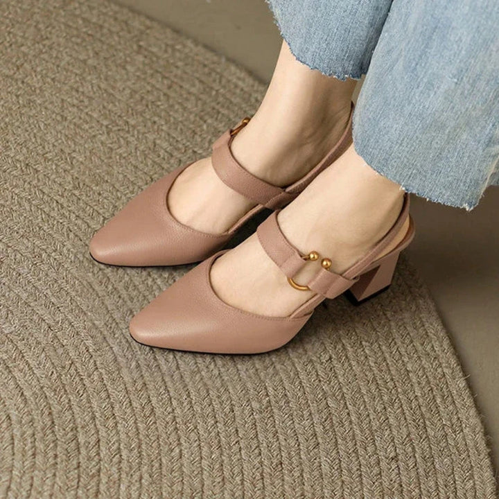 Women's Beige Buckle Sandals with Arch Support for Everyday Wear